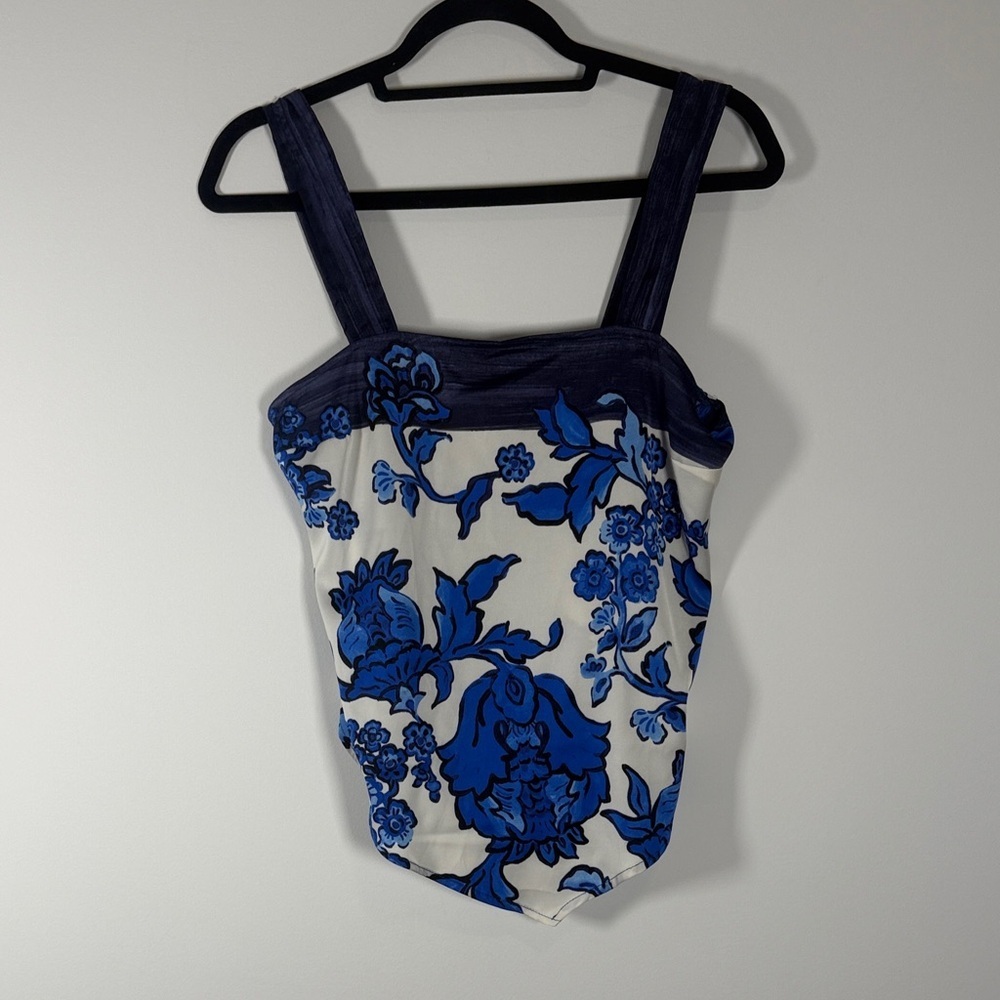 NWT Rachel Zoe Blue and White Floral Top